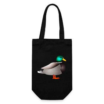 handgezeichnete männliche Ente Erpel oder Enterich - Geschenkbeutel für Flaschen - Schwarz - Vorne