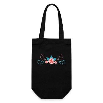 Flower Blume Pflanze - Geschenkbeutel für Flaschen - Schwarz - Vorne
