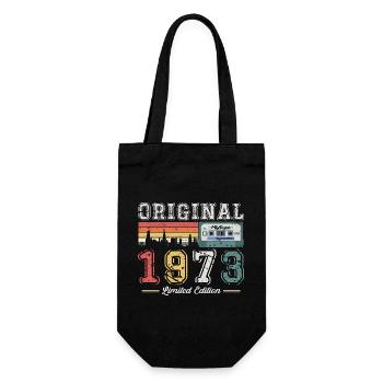 50. Geburtstag Mann Jahrgang 1973 Vintage Kassette - Geschenkbeutel für Flaschen - Schwarz - Vorne