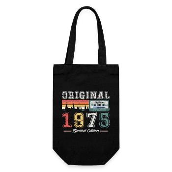 48. Geburtstag Mann Jahrgang 1975 Vintage Kassette - Geschenkbeutel für Flaschen - Schwarz - Vorne