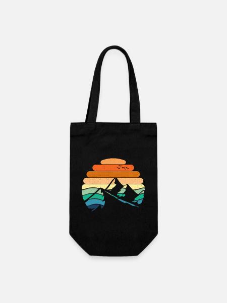 Berglandschaft Sonnenuntergang - Geschenkbeutel für Flaschen - Schwarz