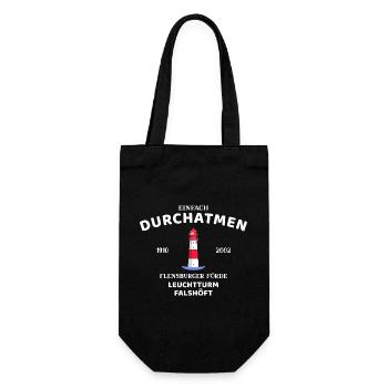 Flensburger Förde, Leuchtturm Falshöft, Durchatmen - Geschenkbeutel für Flaschen - Schwarz - Vorne