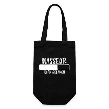 Masseur Spruch Massage Lustiges Masseur Geschenk - Geschenkbeutel für Flaschen - Schwarz - Vorne