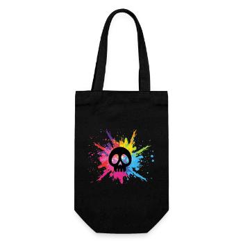 Black skull and multicolored explosion - Gift Bag for Bottles - black - Front