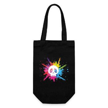 White skull and multicolored explosion - Gift Bag for Bottles - black - Front