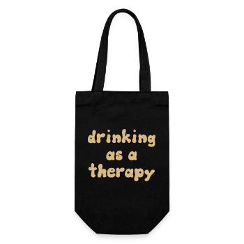 drinking as a therapy - Geschenkbeutel für Flaschen - Schwarz - Vorne