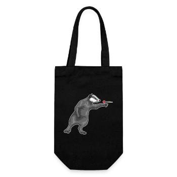 Dachs Dart Dartpfeil - Geschenkbeutel für Flaschen - Schwarz - Vorne