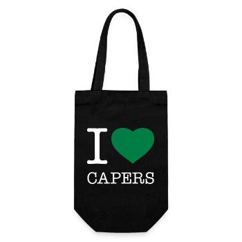 I LOVE CAPERS Kapern - Geschenkbeutel für Flaschen - Schwarz - Vorne