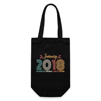 Januar 2018 Jubiläum Januar 2018 Retro - Geschenkbeutel für Flaschen - Schwarz - Vorne