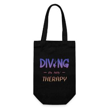 Tauchen Spruch Diving is my Therapy - Geschenkbeutel für Flaschen - Schwarz - Vorne