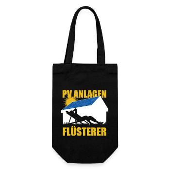 PV Anlagen Flüsterer - Photovoltaik - Solarenergie - Geschenkbeutel für Flaschen - Schwarz - Vorne