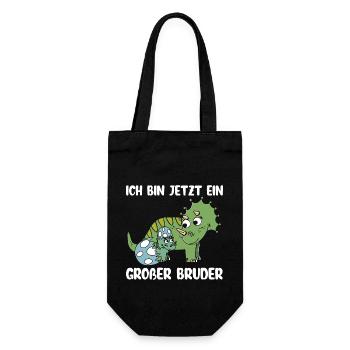 Ich bin jetzt ein großer Bruder Dino - Geschenkbeutel für Flaschen - Schwarz - Vorne