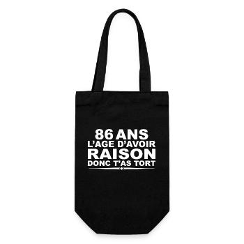 86 Jahre alt | Humorvolles Geburtstagsgeschenk 86 Jahre alt - Geschenkbeutel für Flaschen - Schwarz - Vorne