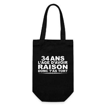34 Jahre | Humor Geschenk zum 34. Geburtstag - Geschenkbeutel für Flaschen - Schwarz - Vorne