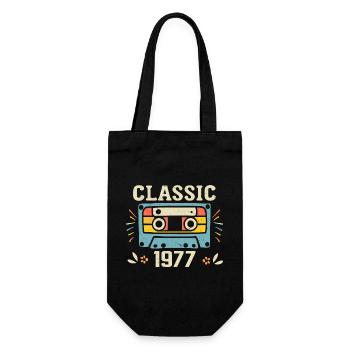 Jahrgang 1977 Retro Geburtstagskassette 1977 - Geschenkbeutel für Flaschen - Schwarz - Vorne