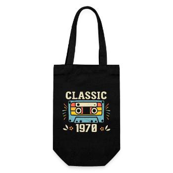 Vintage 1970 Geburtstagskassette Retro 1970 - Geschenkbeutel für Flaschen - Schwarz - Vorne
