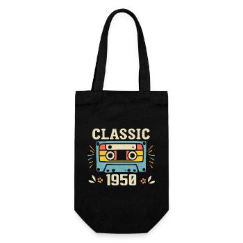 Vintage 1950 Geburtstagskassette Retro 1950 - Geschenkbeutel für Flaschen - Schwarz - Vorne