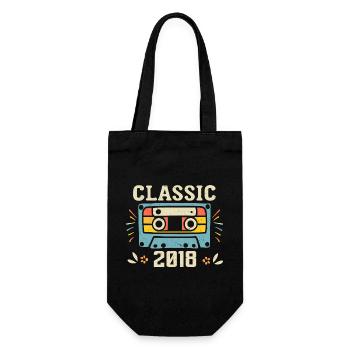 Vintage 2018 Retro Geburtstagskassette 2018 - Geschenkbeutel für Flaschen - Schwarz - Vorne