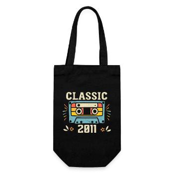Jahrgang 2011 Retro Geburtstagskassette 2011 - Geschenkbeutel für Flaschen - Schwarz - Vorne