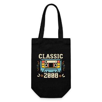 Vintage 2008 Retro Geburtstagskassette 2008 - Geschenkbeutel für Flaschen - Schwarz - Vorne