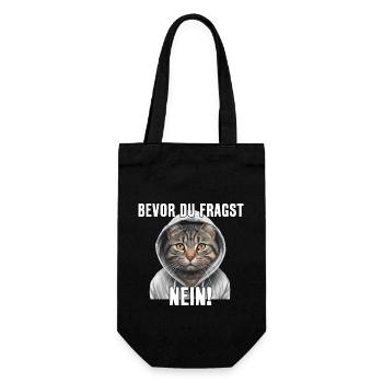Bevor Du Fragst Nein! Lustige Katze Spruch T-Shirt - Geschenkbeutel für Flaschen - Schwarz - Vorne