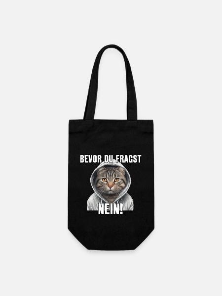 Bevor Du Fragst Nein! Lustige Katze Spruch T-Shirt - Geschenkbeutel für Flaschen - Schwarz