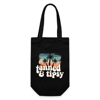Tanned And Tipsy Tropical Summer Vibes Travel - Geschenkbeutel für Flaschen - Schwarz - Vorne