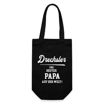 Drechsler Bester Papa Vatertag Geburtstag Jubiläum - Geschenkbeutel für Flaschen - Schwarz - Vorne