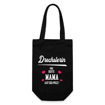 Drechslerin Beste Mama Muttertag Geburtstag - Geschenkbeutel für Flaschen - Schwarz - Vorne