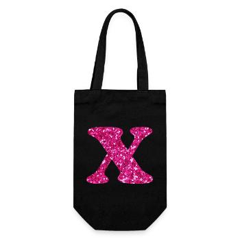 Glitter Pink x Letter x - Gift Bag for Bottles - black - Front