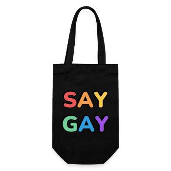 Texte de la fierté arc-en-ciel SAY GAY - Sac à bouteille - noir - Devant