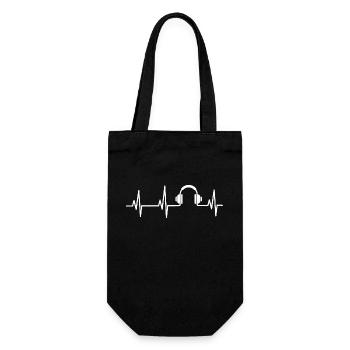 Herzschlag Kopfhörer Musik - Geschenkbeutel für Flaschen - Schwarz - Vorne