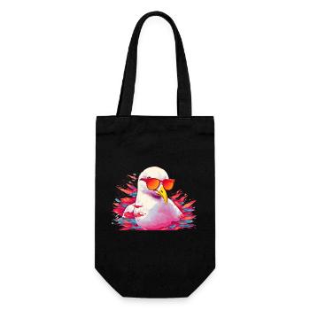 Pinke Möwe mit Sonnenbrille - Geschenkbeutel für Flaschen - Schwarz - Vorne