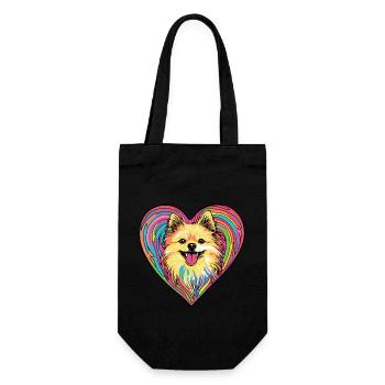 Pomeranian Dog Heart Dog Love Pomeranian - Gift Bag for Bottles - black - Front