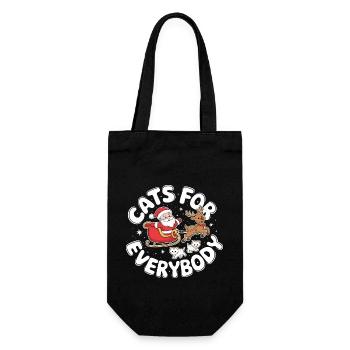Weihnachten Katzen Katzendame Katzenmama Lustig - Geschenkbeutel für Flaschen - Schwarz - Vorne