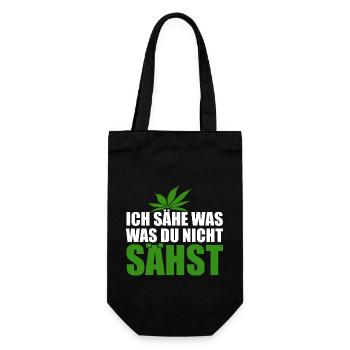 Cannabis, Ich sähe was was du nicht sähst, Hanf - Geschenkbeutel für Flaschen - Schwarz - Vorne