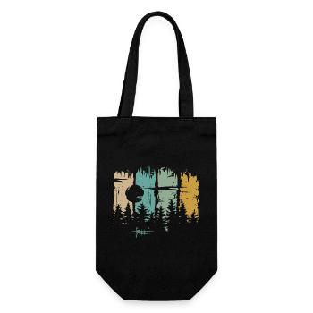 Retro Moon & Forest Design – Free Lettering & Nature - Gift Bag for Bottles - black - Front
