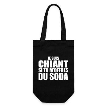Man who adores: Soda. Funny Design Humor - Gift Bag for Bottles - black - Front