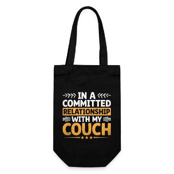In A Committed Relationship With My Couch Sayings - Gift Bag for Bottles - black - Front