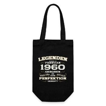 65th Birthday Gift Husband Original February 1960 - Gift Bag for Bottles - black - Front