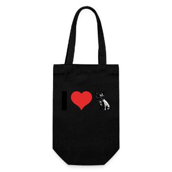 I love French Bulldog - Pet Design - Geschenkbeutel für Flaschen - Schwarz - Vorne