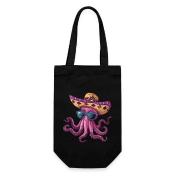 Oktopus Lustig Sombrero - Geschenkbeutel für Flaschen - Schwarz - Vorne