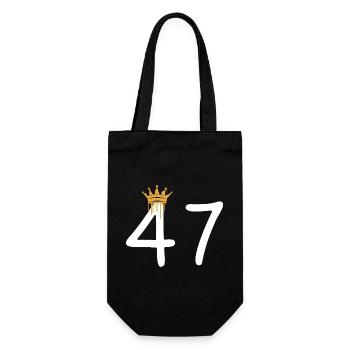 Golden crown over number 47 design - Gift Bag for Bottles - black - Front