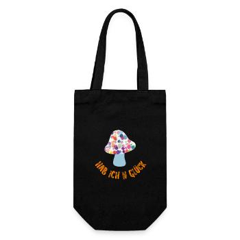 Lucky Guy Autumn Luck Mushroom Cool Sayings Blobs - Gift Bag for Bottles - black - Front
