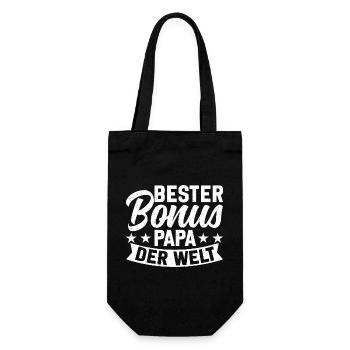 Bester Bonus Papa Der Welt - Geschenkbeutel für Flaschen - Schwarz - Vorne
