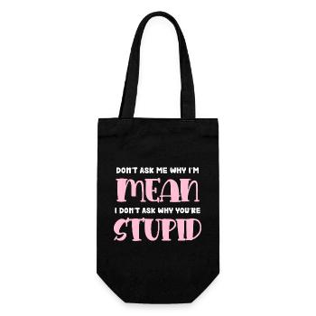Ich bin gemein – freche Pink Typo - Geschenkbeutel für Flaschen - Schwarz - Vorne