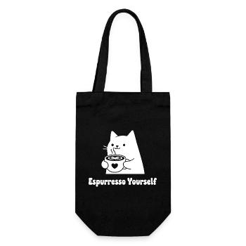 Espresso Yourself Katzenmotiv - Geschenkbeutel für Flaschen - Schwarz - Vorne