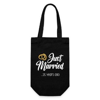 Just Married 25 Years Marriage Married Anniversary - Gift Bag for Bottles - black - Front