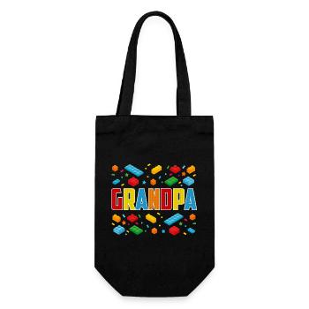Grandpa Brick Builder Creative Block Construction - Gift Bag for Bottles - black - Front