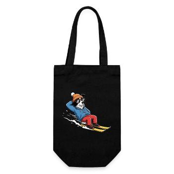 Chien de ski détendu avec lunettes de soleil et chapeau - Sac à bouteille - noir - Devant
